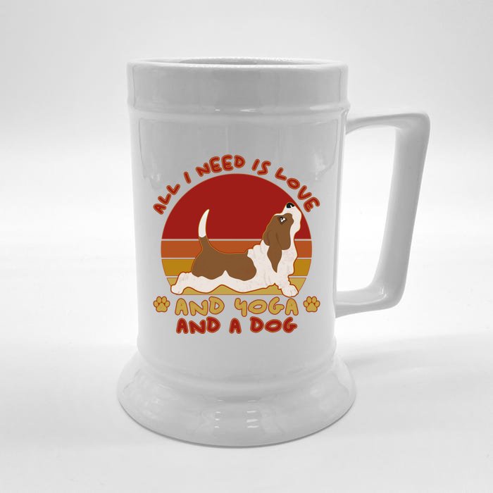 Basset Hound Owner Yoga Dog Lover Meaningful Giftall I Need Is Love Meaningful G Front & Back Beer Stein