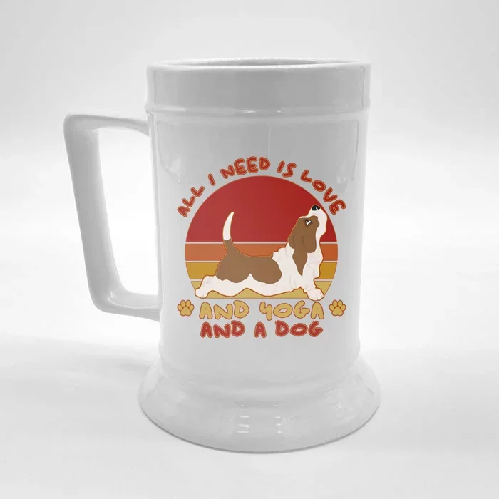 Basset Hound Owner Yoga Dog Lover Meaningful Giftall I Need Is Love Meaningful G Front & Back Beer Stein