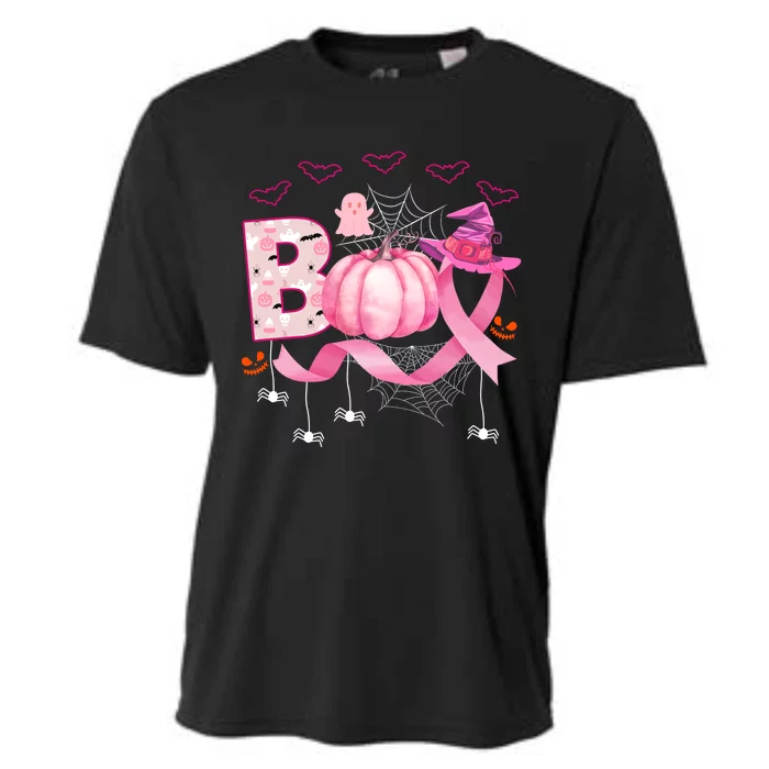 Boo Halloween October Breast Cancer Awareness Cooling Performance Crew T-Shirt