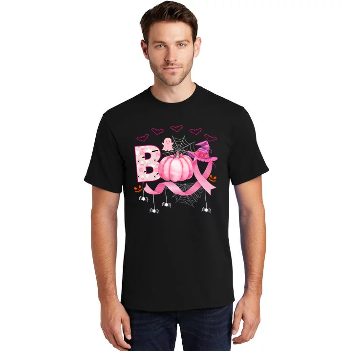 Boo Halloween October Breast Cancer Awareness Tall T-Shirt