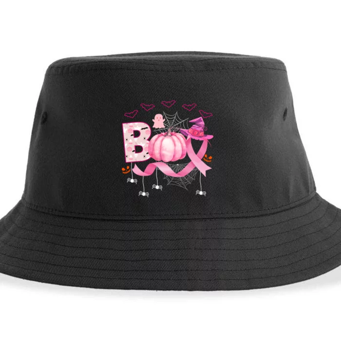 Boo Halloween October Breast Cancer Awareness Sustainable Bucket Hat