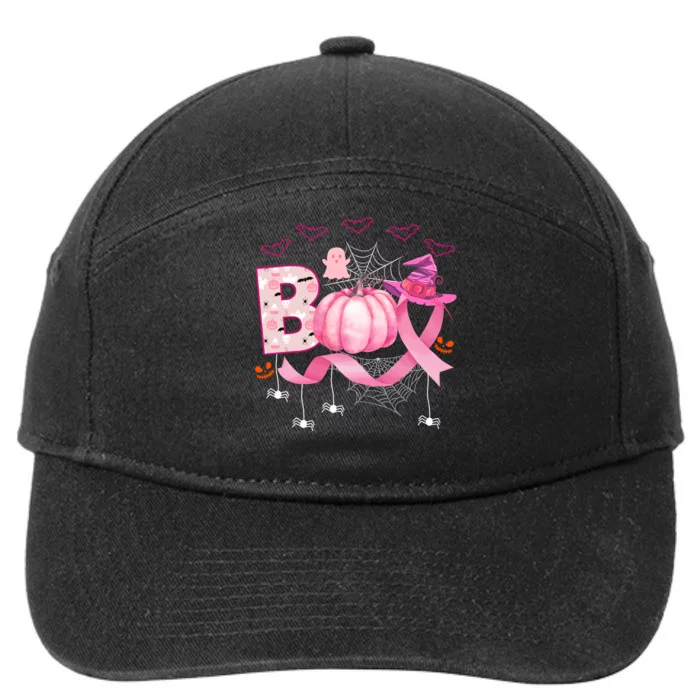 Boo Halloween October Breast Cancer Awareness 7-Panel Snapback Hat