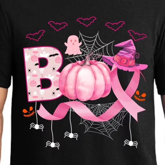 Boo Halloween October Breast Cancer Awareness Pajama Set