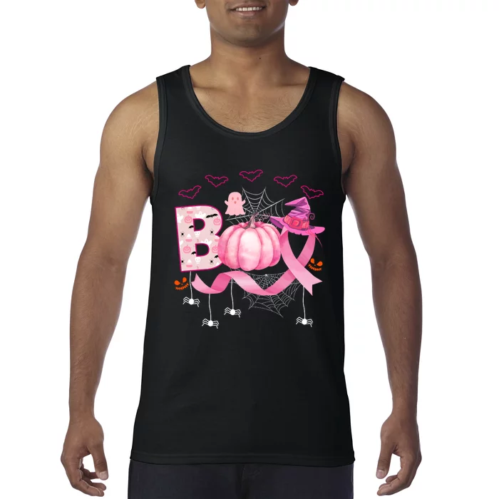 Boo Halloween October Breast Cancer Awareness Tank Top