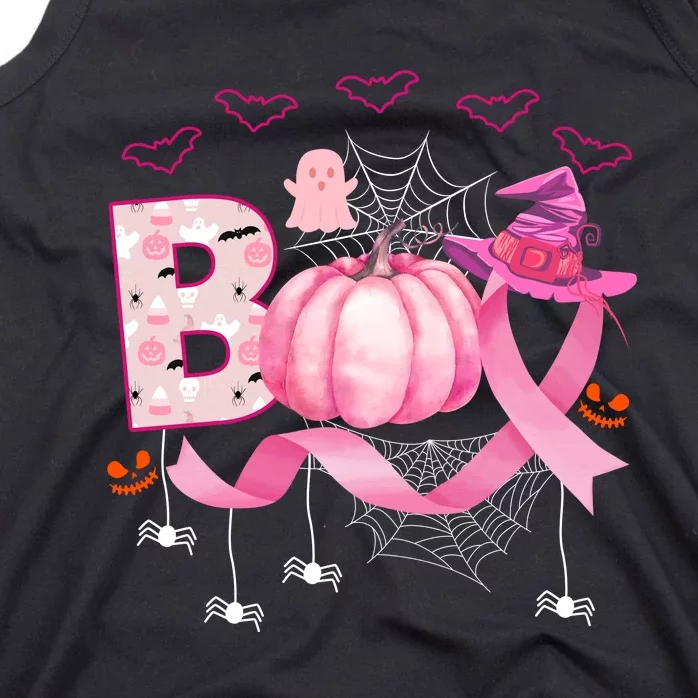 Boo Halloween October Breast Cancer Awareness Tank Top