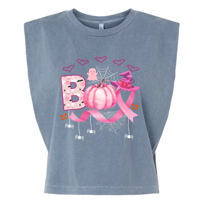 Boo Halloween October Breast Cancer Awareness Garment-Dyed Women's Muscle Tee