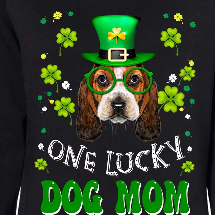 Basset Hound One Lucky Dog Mom Funny Dogs St Patrick's Day Cute Gift Womens California Wash Sweatshirt