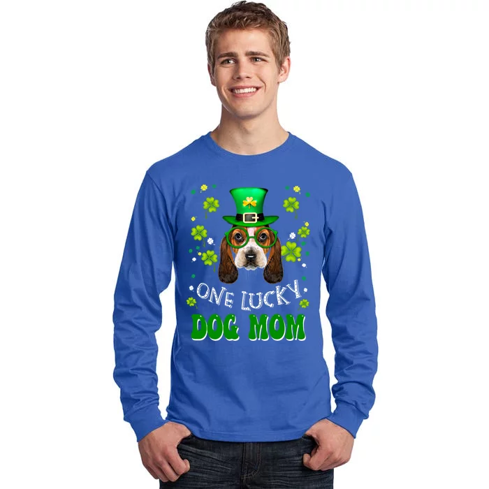 Basset Hound One Lucky Dog Mom Funny Dogs St Patrick's Day Cute Gift Tall Long Sleeve T-Shirt