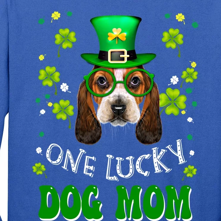 Basset Hound One Lucky Dog Mom Funny Dogs St Patrick's Day Cute Gift Tall Long Sleeve T-Shirt