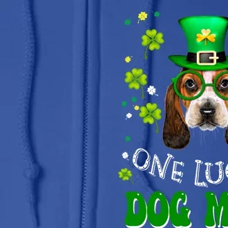 Basset Hound One Lucky Dog Mom Funny Dogs St Patrick's Day Cute Gift Full Zip Hoodie