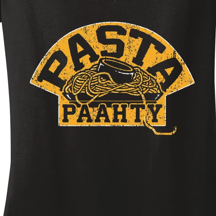 Boston Hockey Pasta Party Pasta Paahty Women's V-Neck T-Shirt