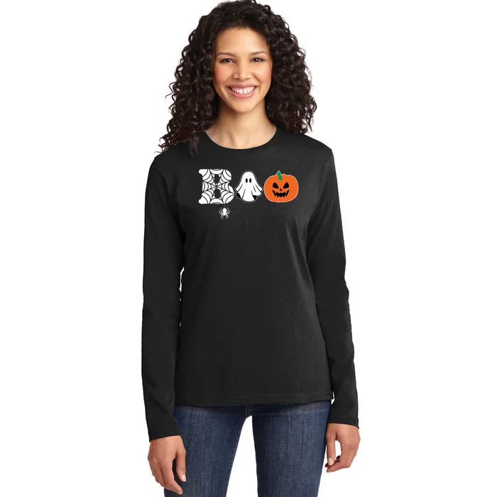 Boo Halloween Pumpkin Festive Ladies Long Sleeve Shirt