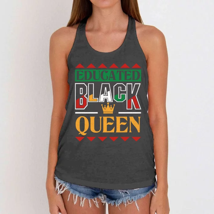 Black History Pride Educated Black Queen Meaningful Gift Women's Knotted Racerback Tank