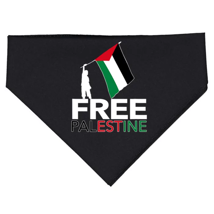 Boy Hold Palestine Flag I Love Free Palestine Gaza USA-Made Doggie Bandana