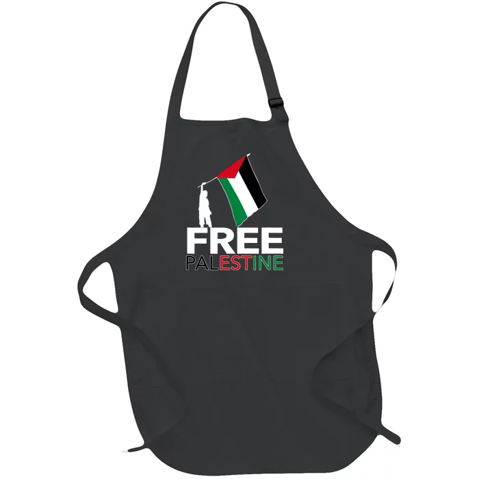 Boy Hold Palestine Flag I Love Free Palestine Gaza Full-Length Apron With Pocket