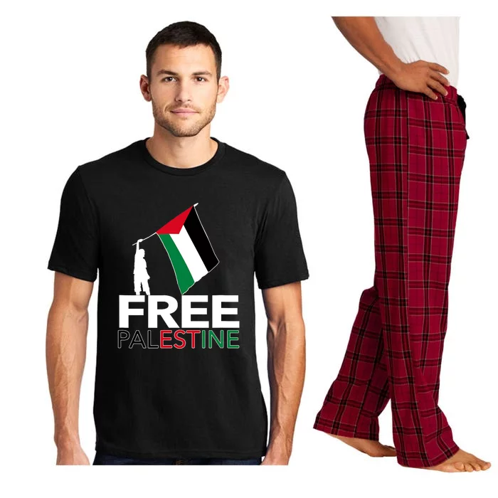 Boy Hold Palestine Flag I Love Free Palestine Gaza Pajama Set