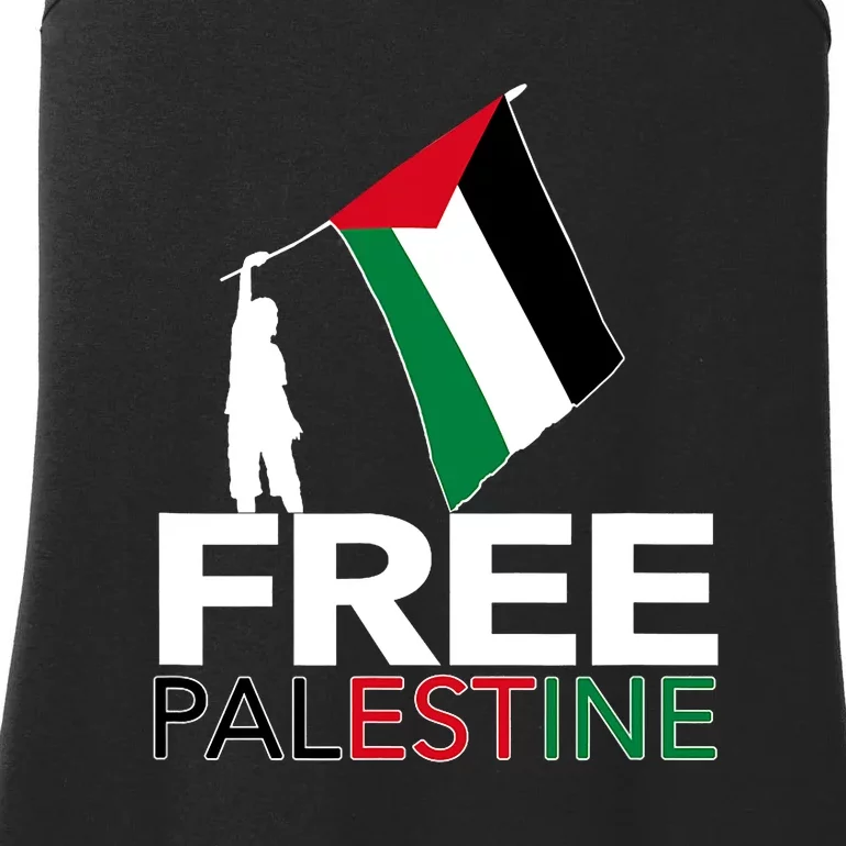 Boy Hold Palestine Flag I Love Free Palestine Gaza Ladies Essential Tank