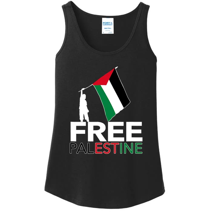 Boy Hold Palestine Flag I Love Free Palestine Gaza Ladies Essential Tank