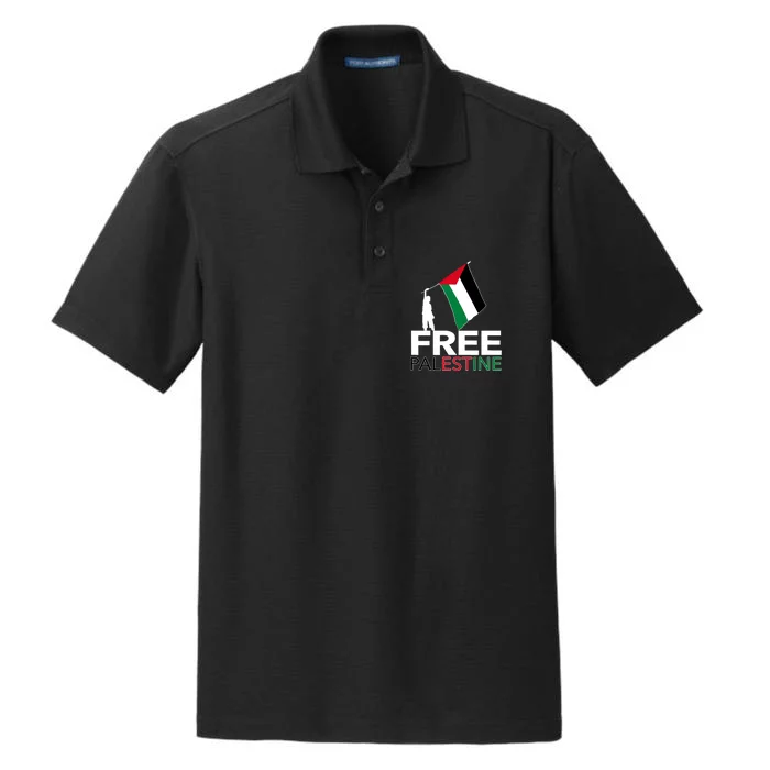 Boy Hold Palestine Flag I Love Free Palestine Gaza Dry Zone Grid Performance Polo