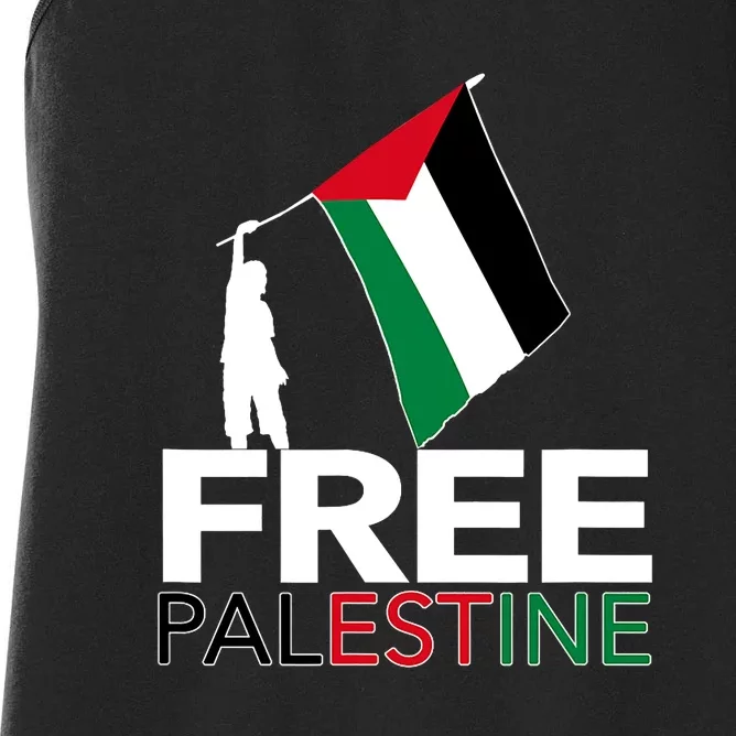 Boy Hold Palestine Flag I Love Free Palestine Gaza Women's Racerback Tank