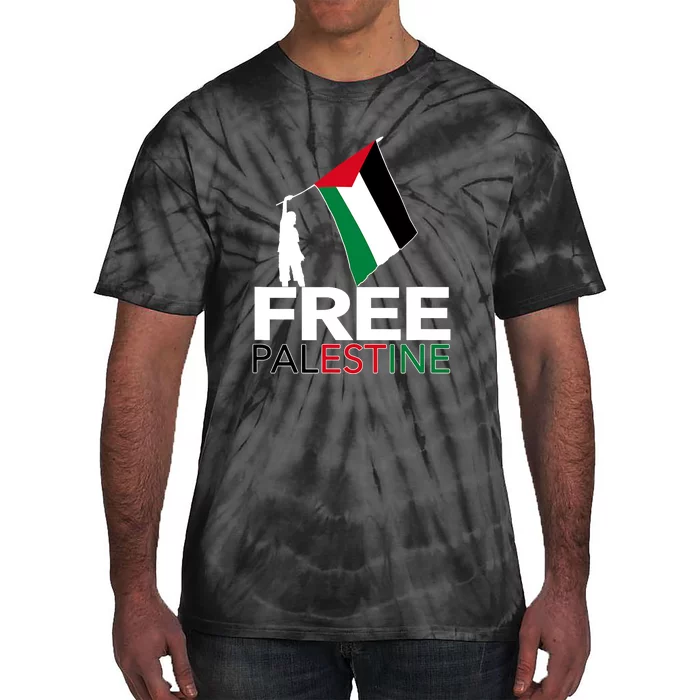 Boy Hold Palestine Flag I Love Free Palestine Gaza Tie-Dye T-Shirt