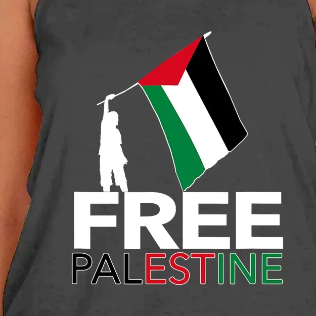 Boy Hold Palestine Flag I Love Free Palestine Gaza Women's Knotted Racerback Tank