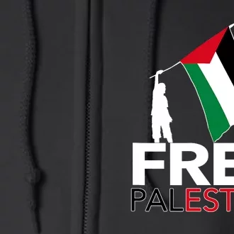 Boy Hold Palestine Flag I Love Free Palestine Gaza Full Zip Hoodie