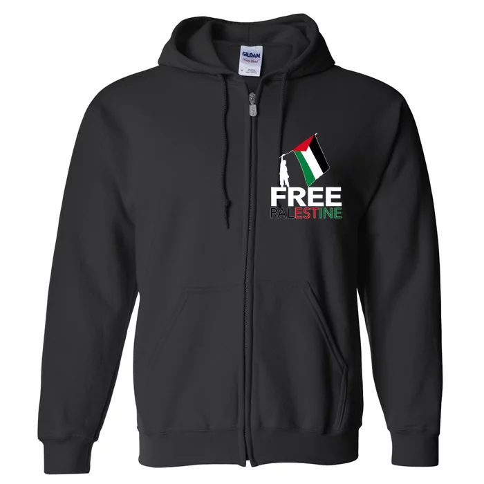 Boy Hold Palestine Flag I Love Free Palestine Gaza Full Zip Hoodie