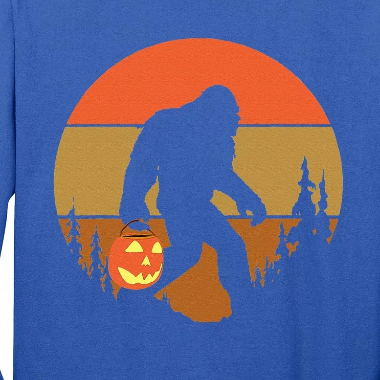 Bigfoot Halloween Pumpkin Retro Sunset Trick Or Treat Gift Long Sleeve Shirt