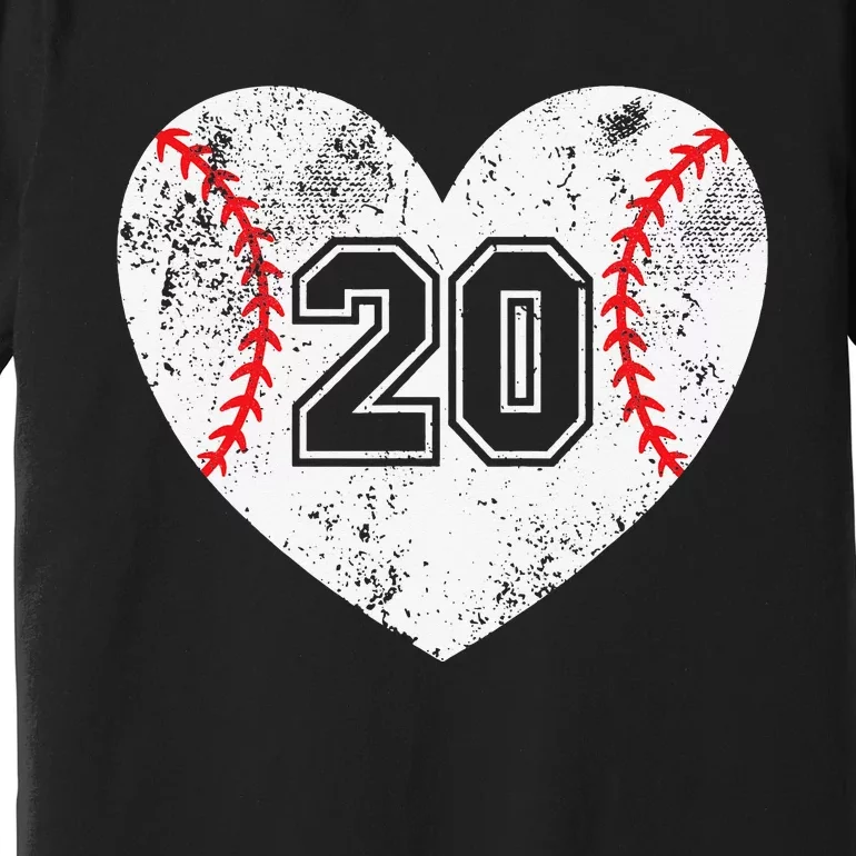 Baseball Heart Player 20 Baseball Mom Dad Varsity Team Premium T-Shirt