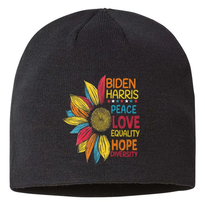 Biden Harris Peace Love Equality Hope Diversity 8 1/2in Sustainable Knit Beanie