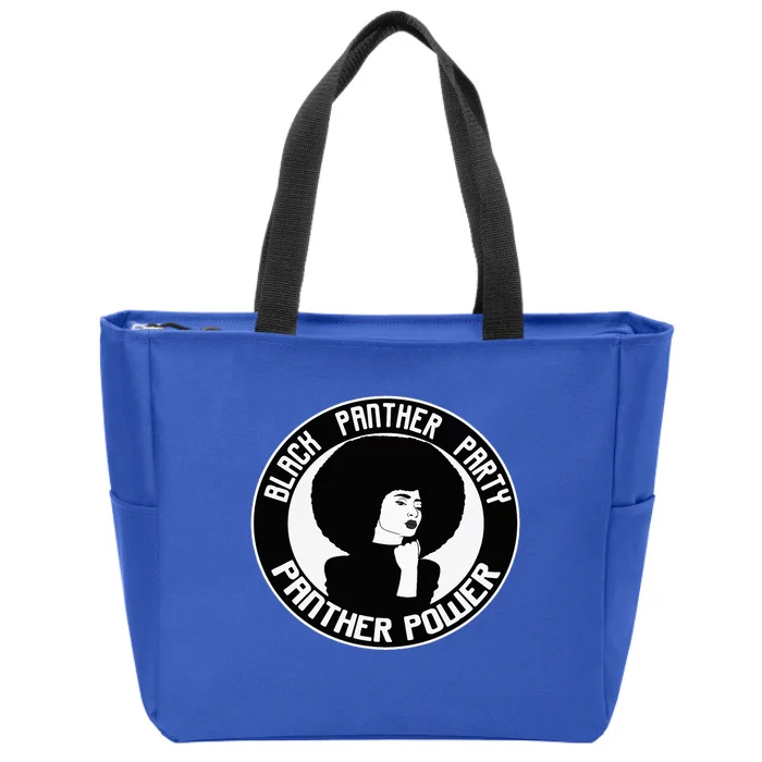 Black History Panther Party Logo Afro Hair Gift Zip Tote Bag