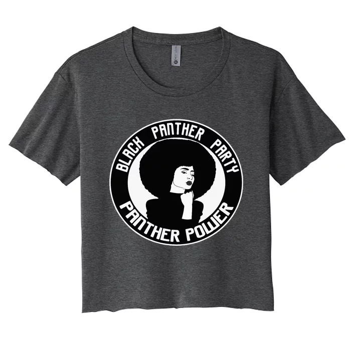 Black History Panther Party Logo Afro Hair Gift Women's Crop Top Tee