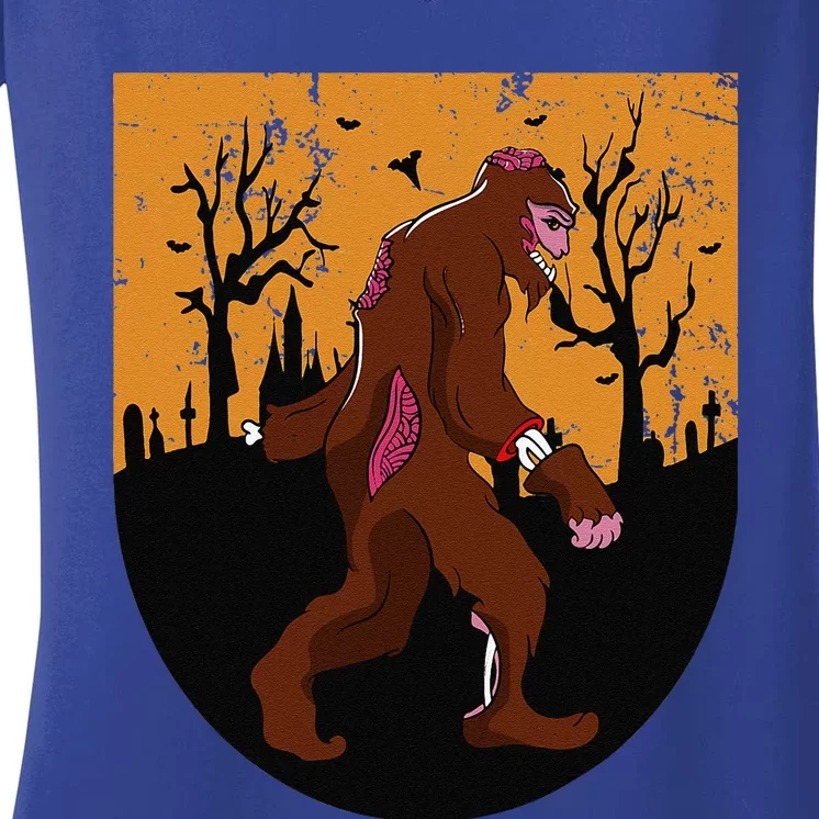 Bigfoot Halloween Pajamas Halloween Bigfoot Costume Gift Gift Women's V-Neck T-Shirt