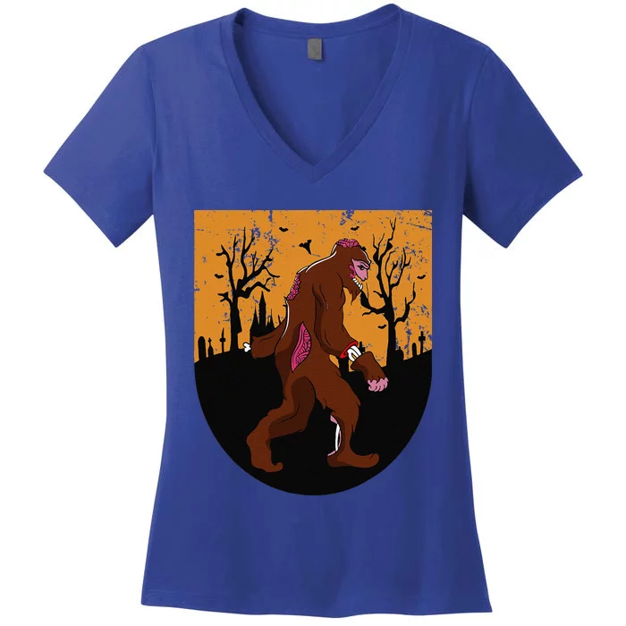 Bigfoot Halloween Pajamas Halloween Bigfoot Costume Gift Gift Women's V-Neck T-Shirt