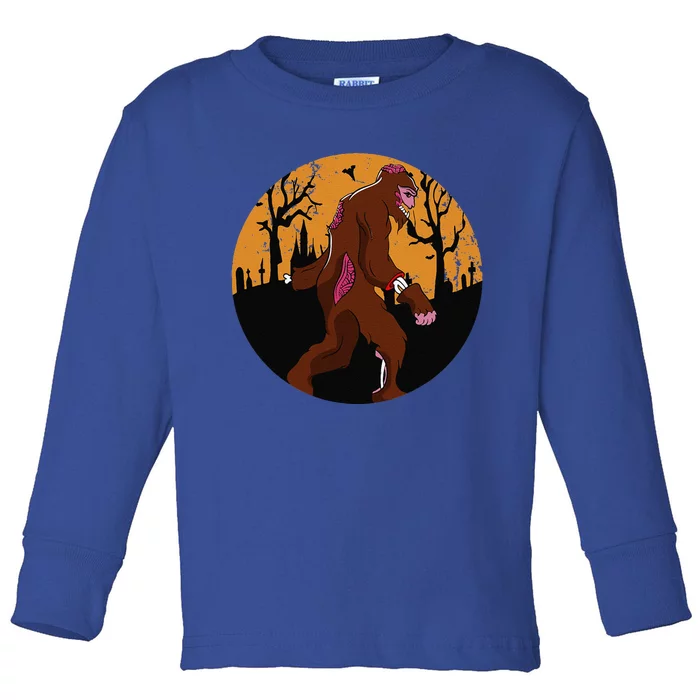 Bigfoot Halloween Pajamas Halloween Bigfoot Costume Gift Toddler Long Sleeve Shirt