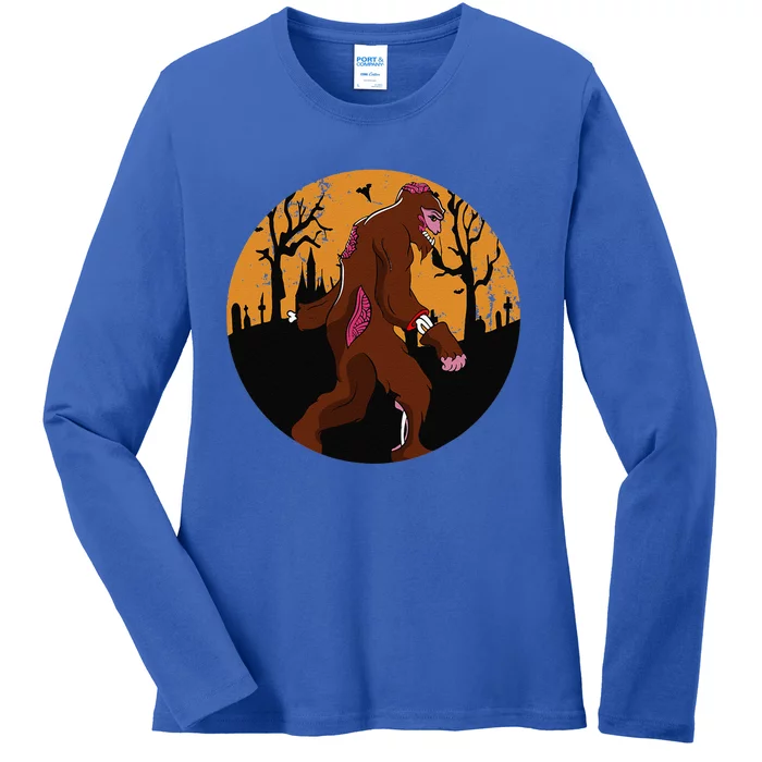 Bigfoot Halloween Pajamas Halloween Bigfoot Costume Gift Ladies Long Sleeve Shirt