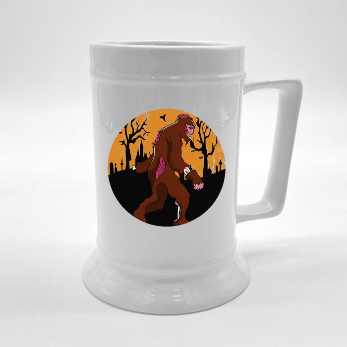 Bigfoot Halloween Pajamas Halloween Bigfoot Costume Gift Front & Back Beer Stein