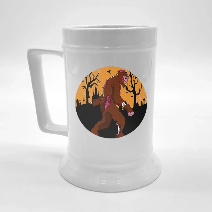 Bigfoot Halloween Pajamas Halloween Bigfoot Costume Gift Front & Back Beer Stein