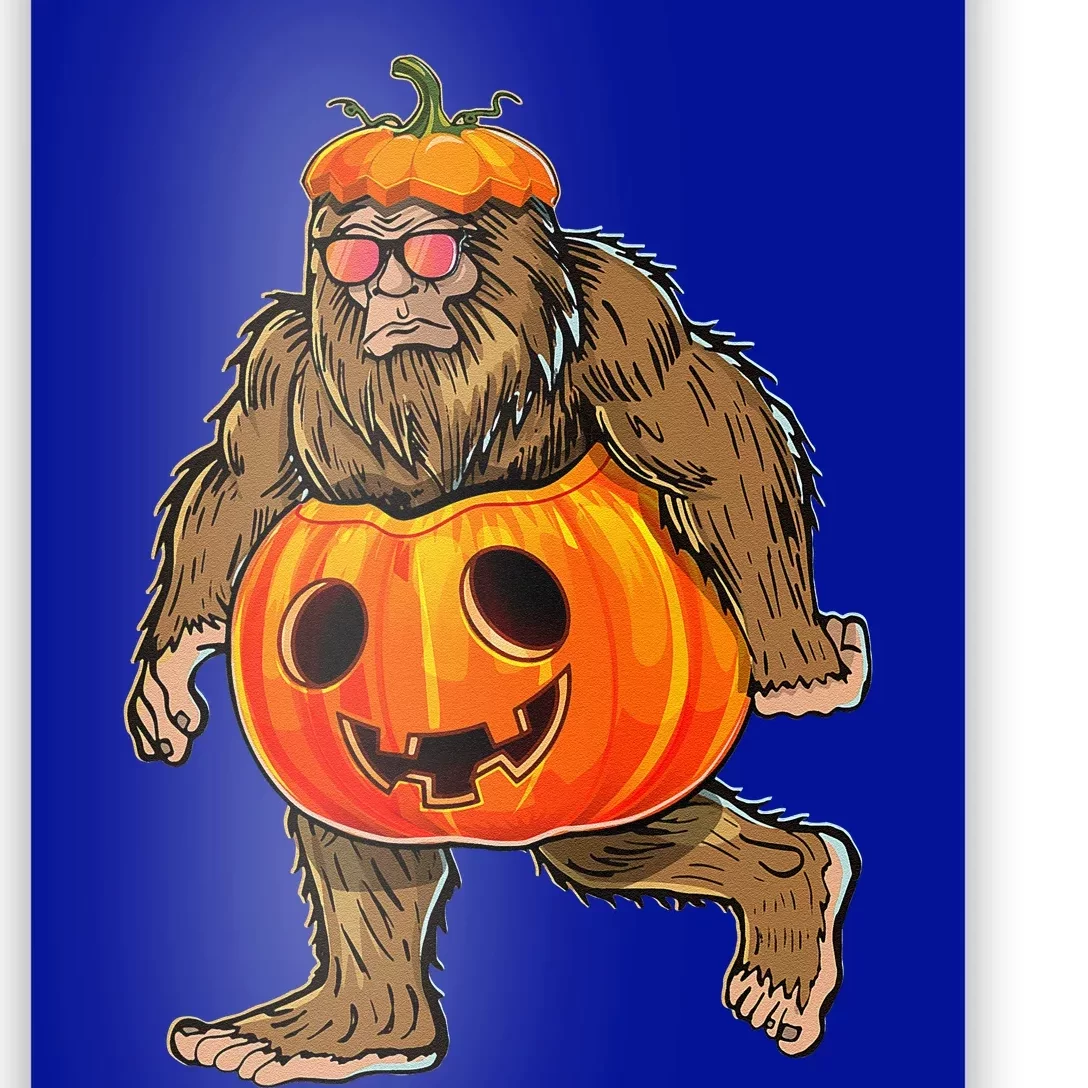 Bigfoot Halloween Pumpkin Halloween Bigfoot Gift Poster