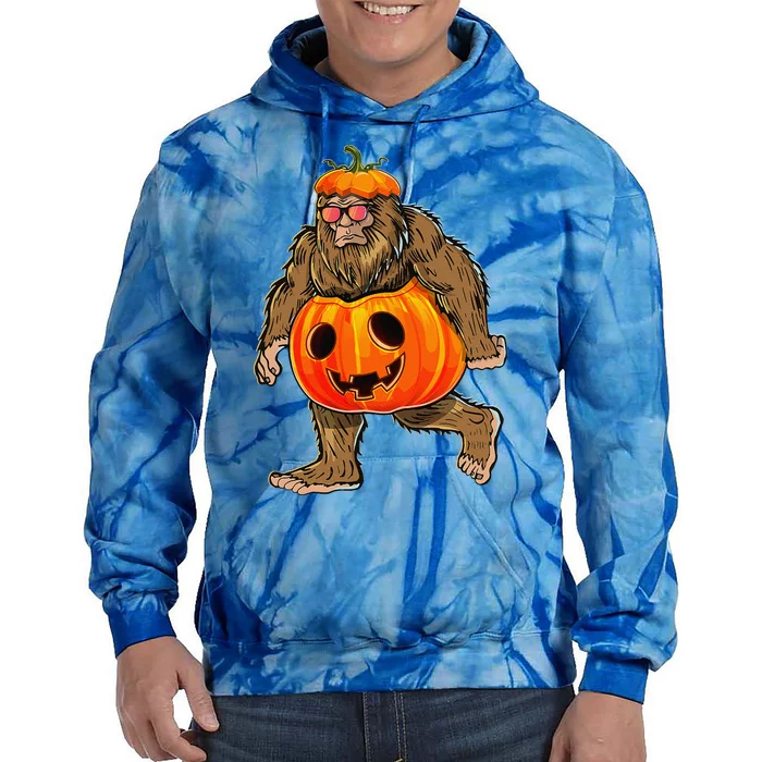 Bigfoot Halloween Pumpkin Halloween Bigfoot Gift Tie Dye Hoodie