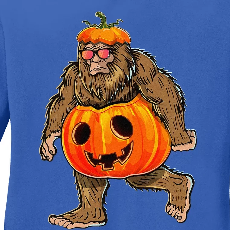 Bigfoot Halloween Pumpkin Halloween Bigfoot Gift Ladies Long Sleeve Shirt