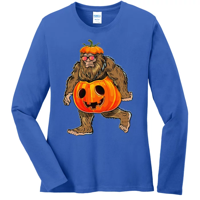 Bigfoot Halloween Pumpkin Halloween Bigfoot Gift Ladies Long Sleeve Shirt