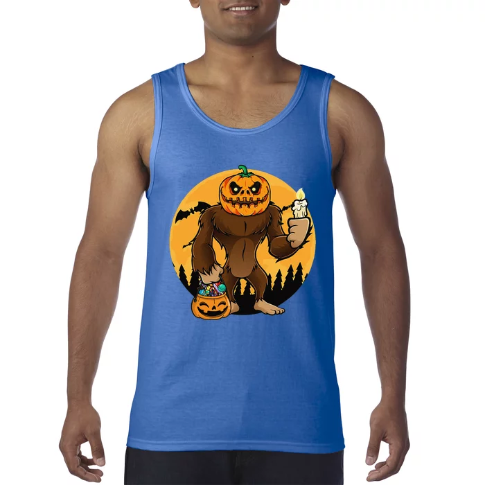 Bigfoot Halloween Pumpkin Head Sasquatch Candy Bucket Gift Tank Top