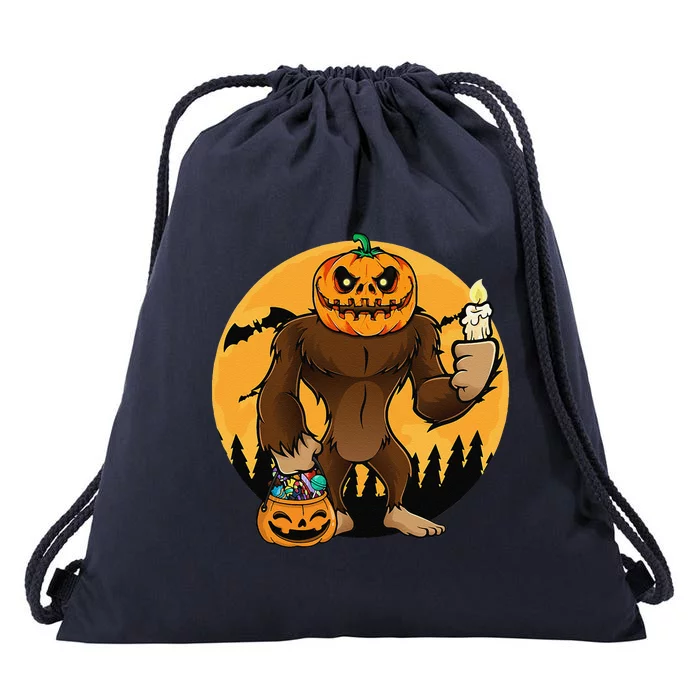 Bigfoot Halloween Pumpkin Head Sasquatch Candy Bucket Gift Drawstring Bag