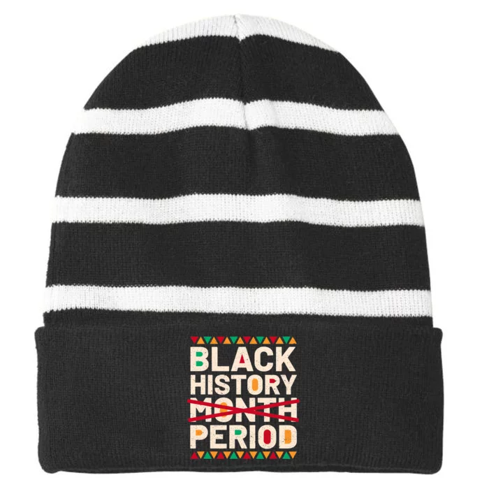 Black History Period Black Pride Retro Black History Month Striped Beanie with Solid Band