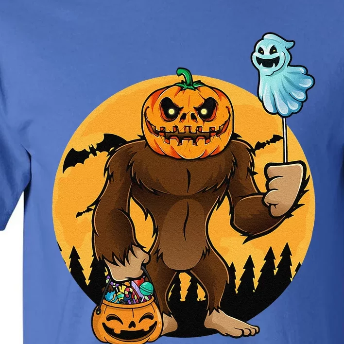 Bigfoot Halloween Pumpkin Head Sasquatch Candy Bucket Tall T-Shirt