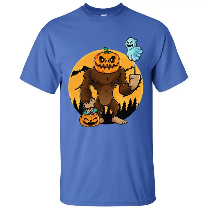 Bigfoot Halloween Pumpkin Head Sasquatch Candy Bucket Tall T-Shirt