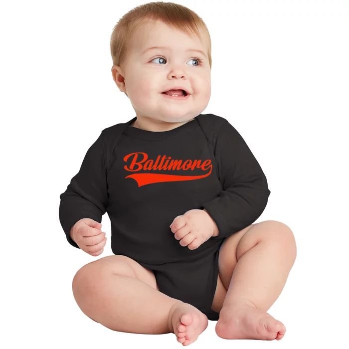 Baltimore Hometown Pride Md Throwback Design Classic Baby Long Sleeve Bodysuit