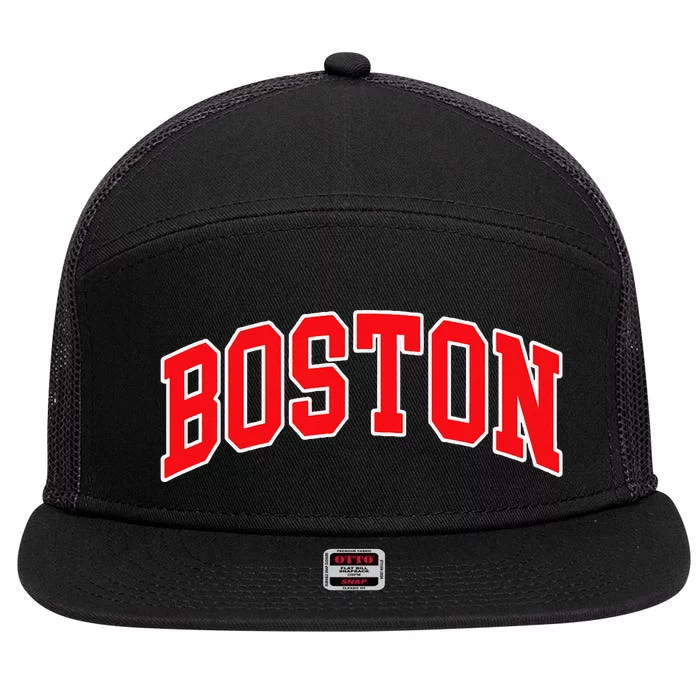 Boston Hometown Pride Throwback Design Print Classic 7 Panel Mesh Trucker Snapback Hat